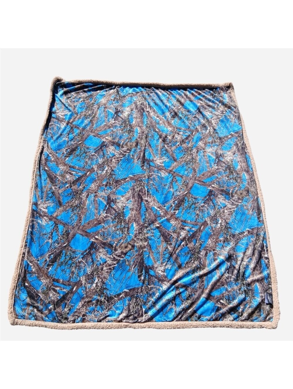 TrueTimber MC2 Camo Sherpa Throw Blanket Blue Camouflage Fleece Woodland 50x60